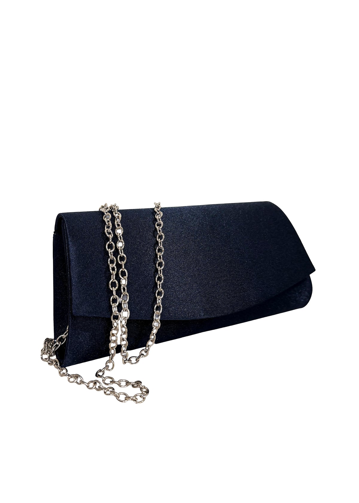 Women's Party Bag - Dark Blue Satin, Envelope Model