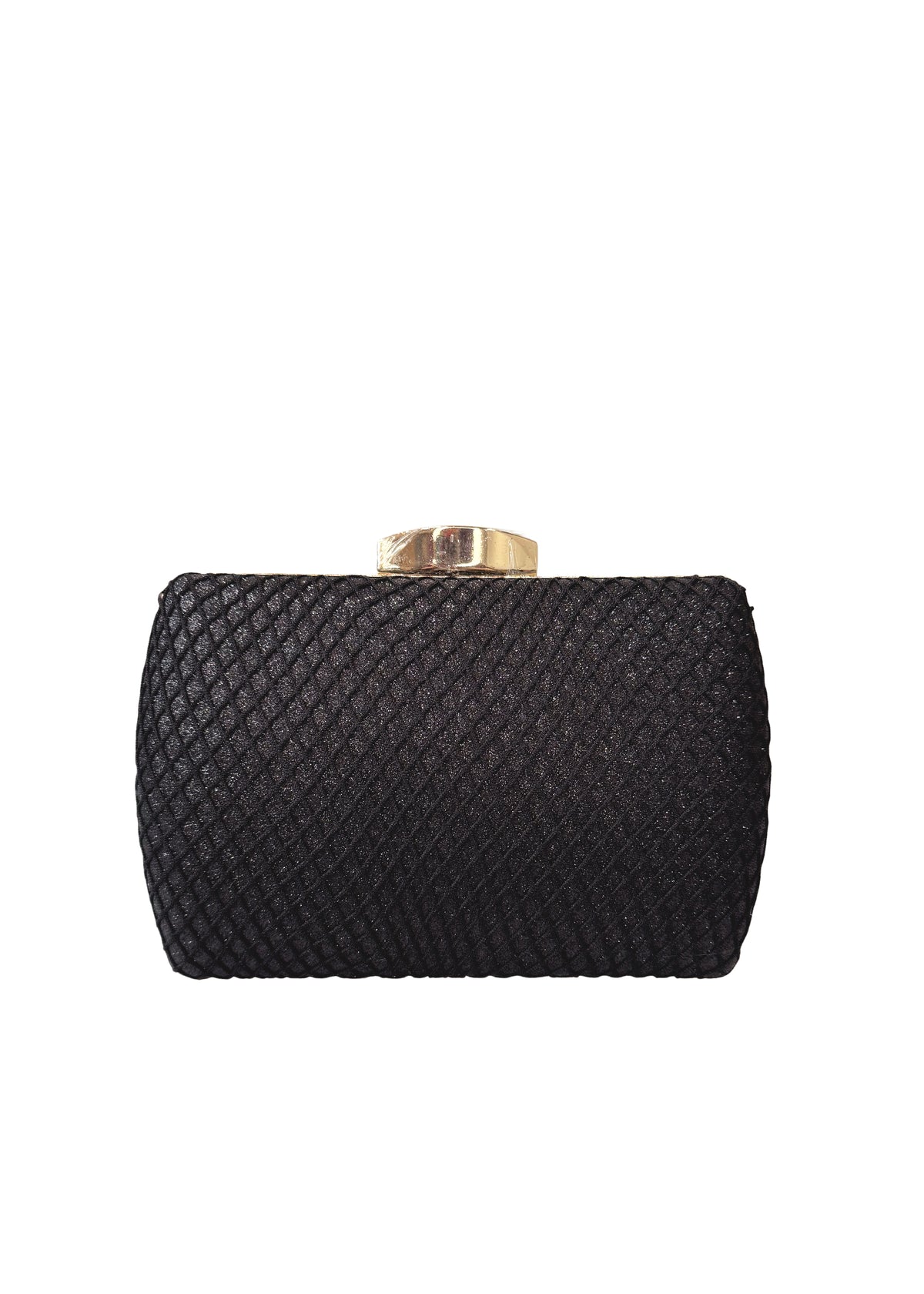 Women's Party Bag - Shimmering Black, Embossed Fabric