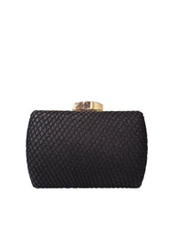 Women's Party Bag - Shimmering Black, Embossed Fabric