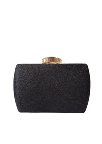 Women's Party Bag - Shimmering Black, Embossed Fabric
