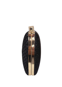 Women's Party Bag - Shimmering Black, Embossed Fabric