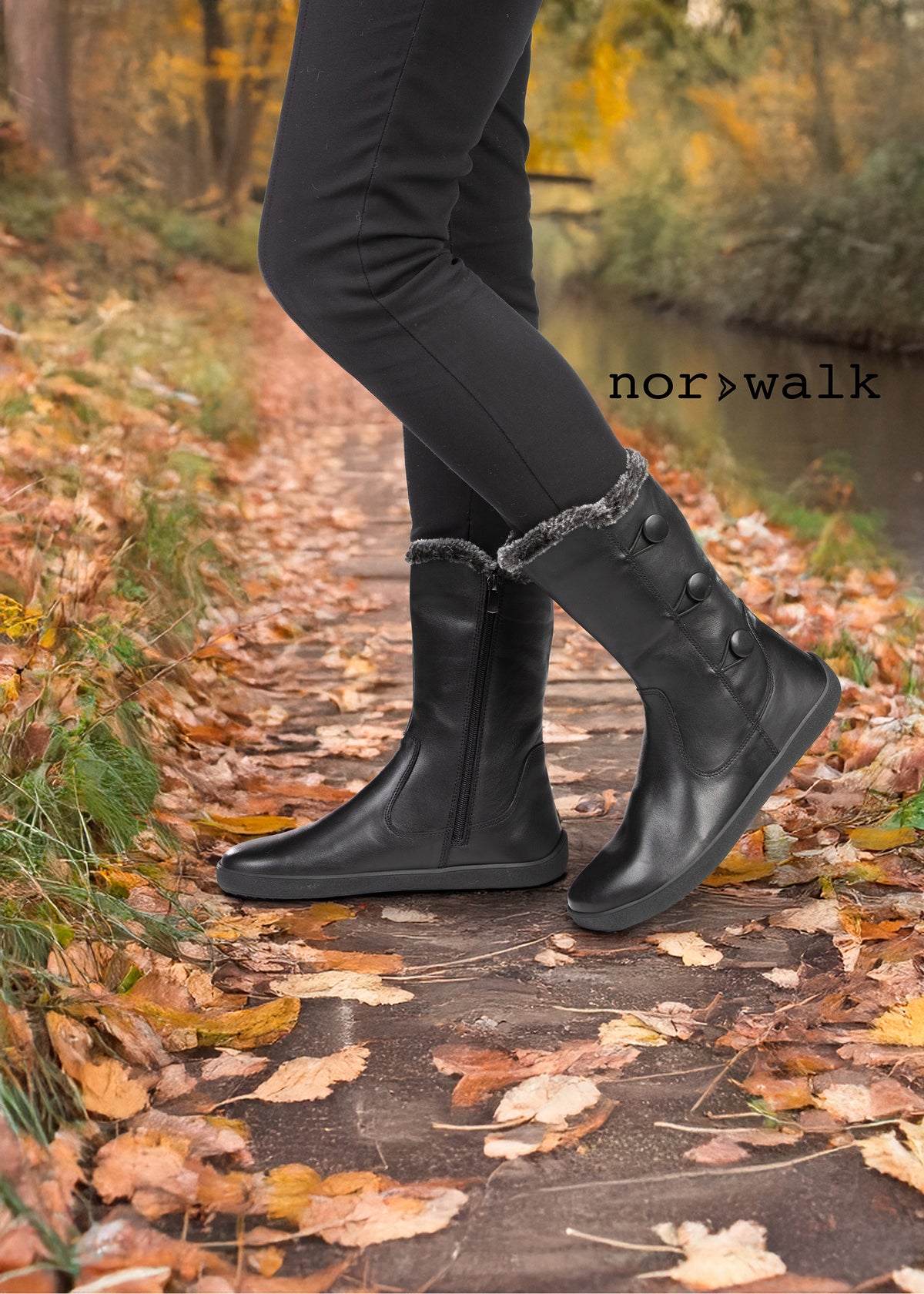 Paljasjalkakengät - Miram-saapikkaat, musta nahka