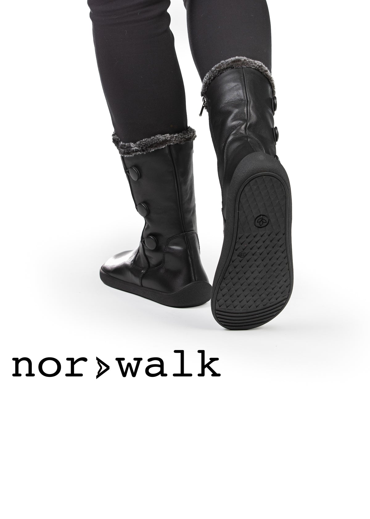 Paljasjalkakengät - Miram-saapikkaat, musta nahka