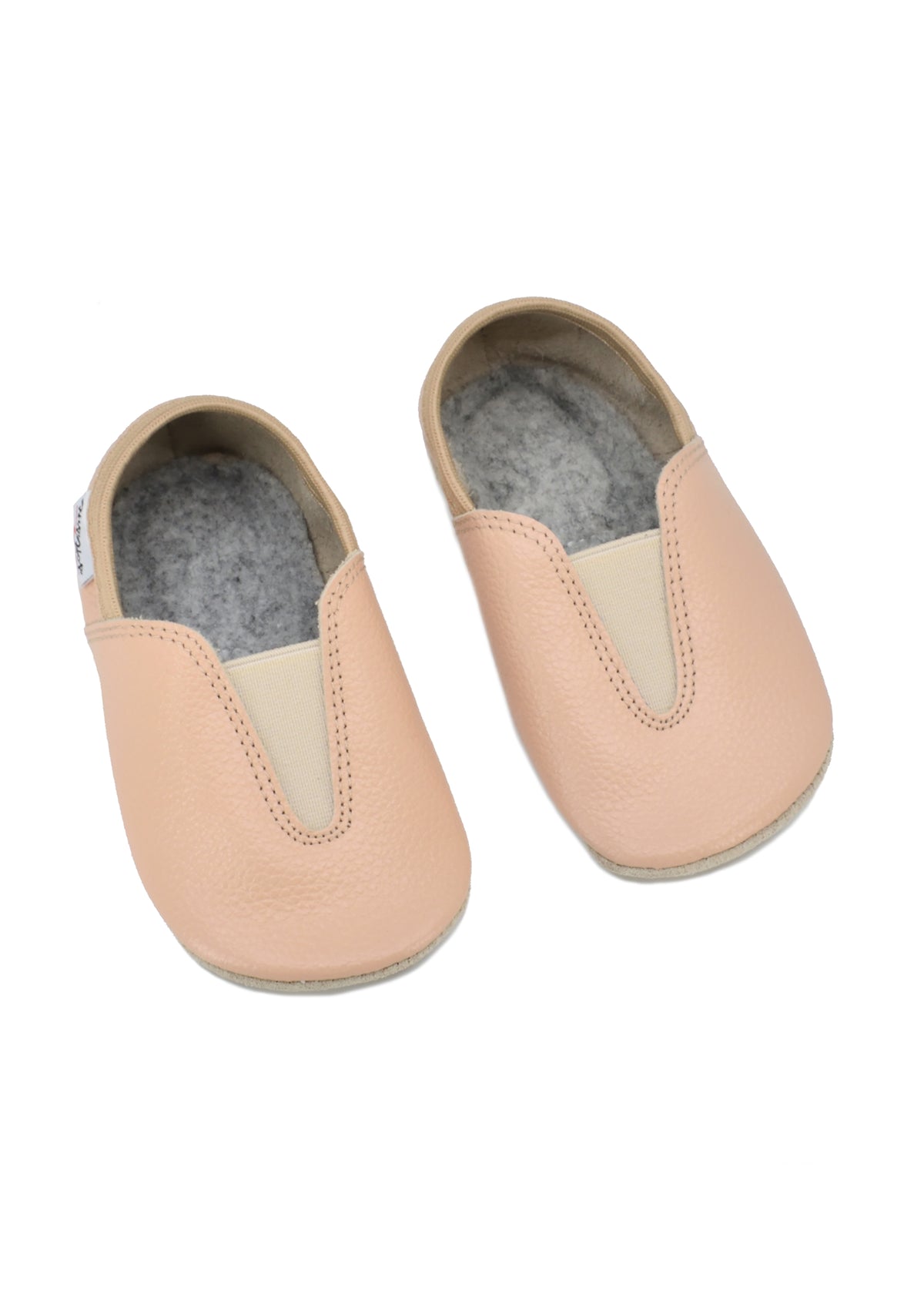 Children's Hip-Hop Barefoot leather slippers - beige