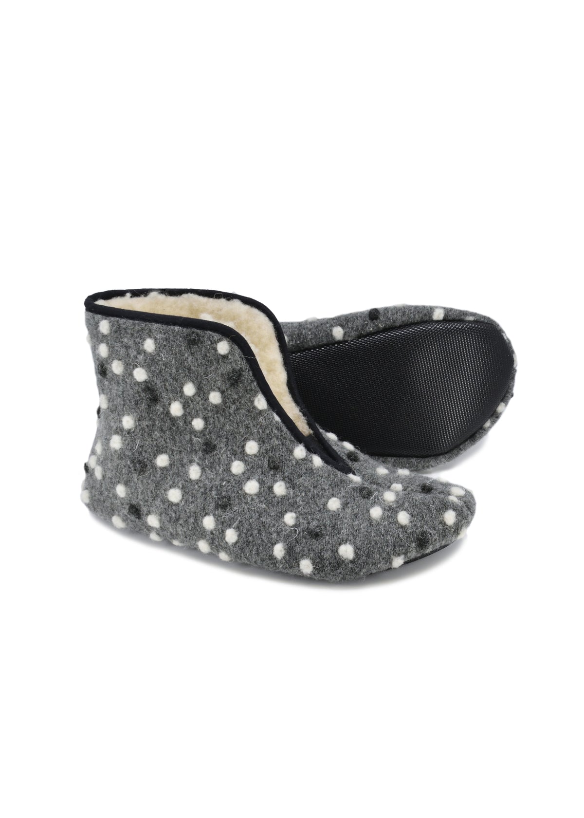 Trolla-villatohvelit - pilkullinen harmaa, lampaanvillavuori