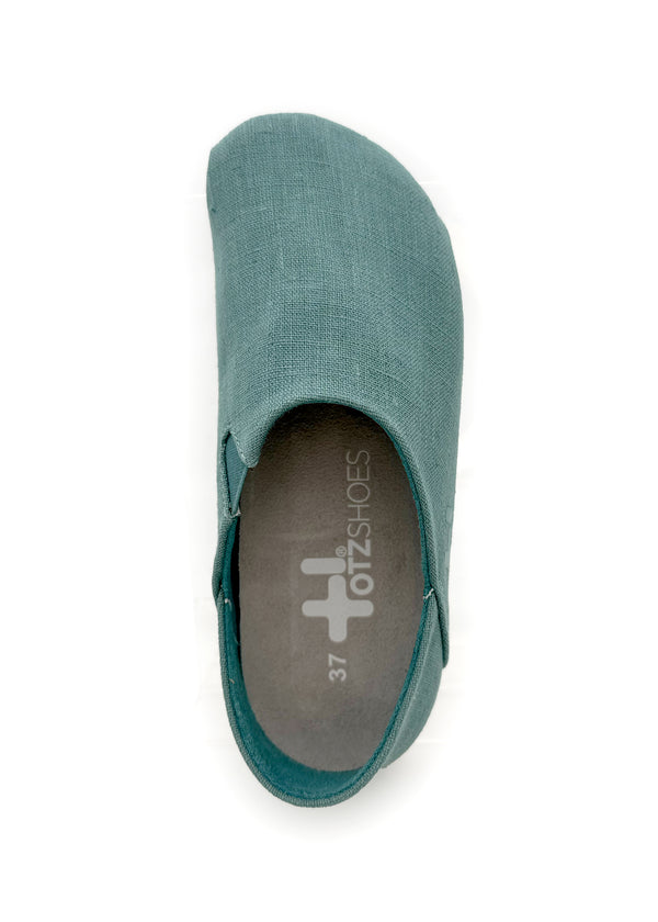 OTZ shoes - turquoise linen fabric