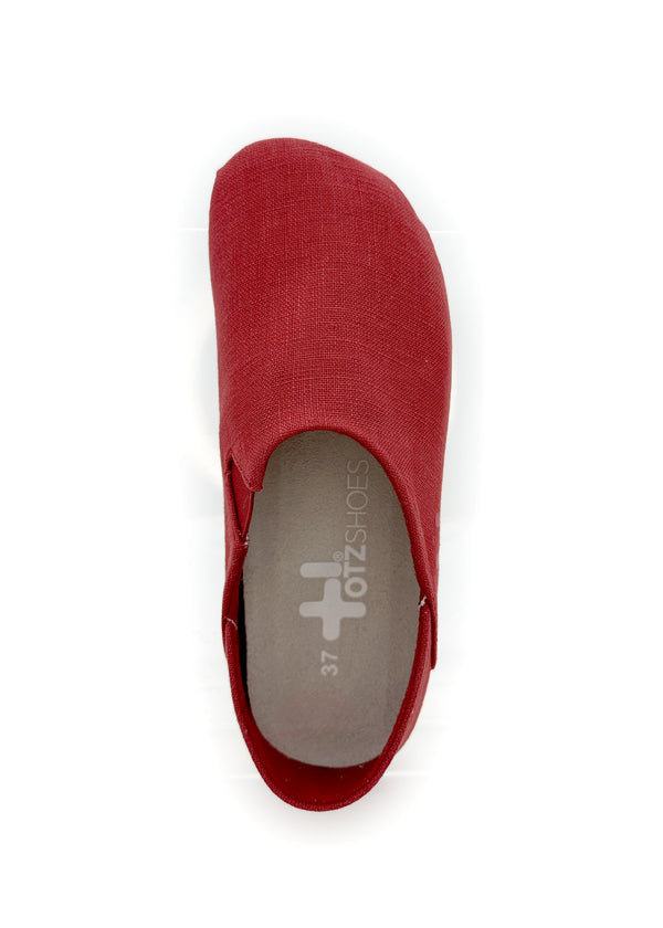 OTZ shoes - red linen fabric