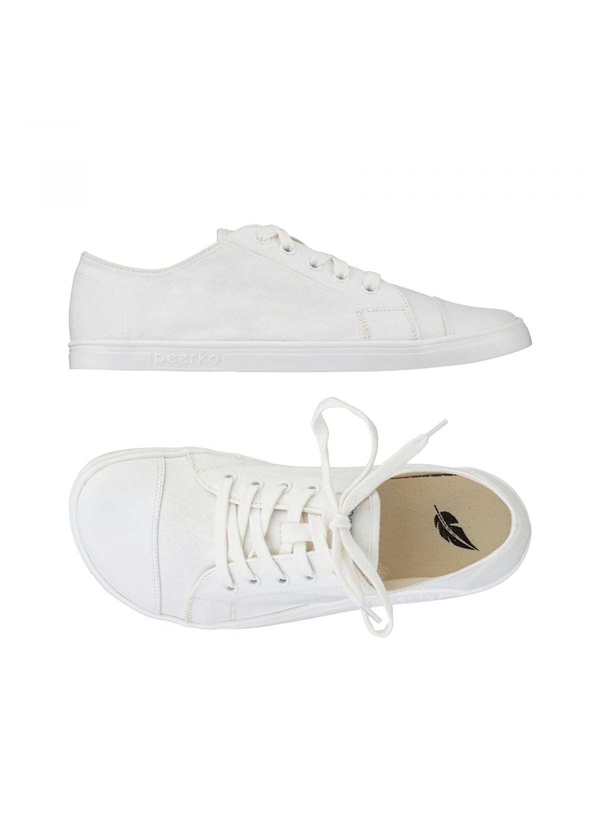 Barefoot shoes, Low-top sneakers - Origin Retro, white fabric, vegan