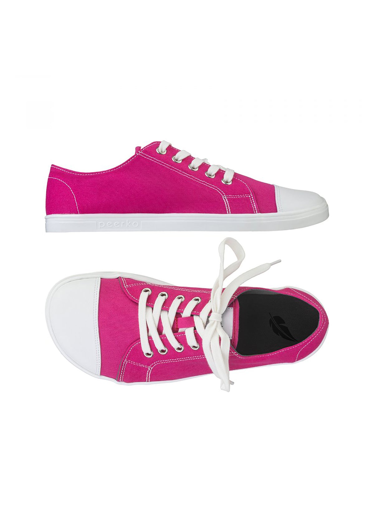 Barefoot shoes, Low-top sneakers - Origin Peony, pink fabric, vegan