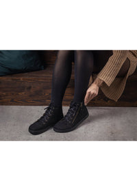 Barefoot shoes, High top sneakers - Rex Coal, black