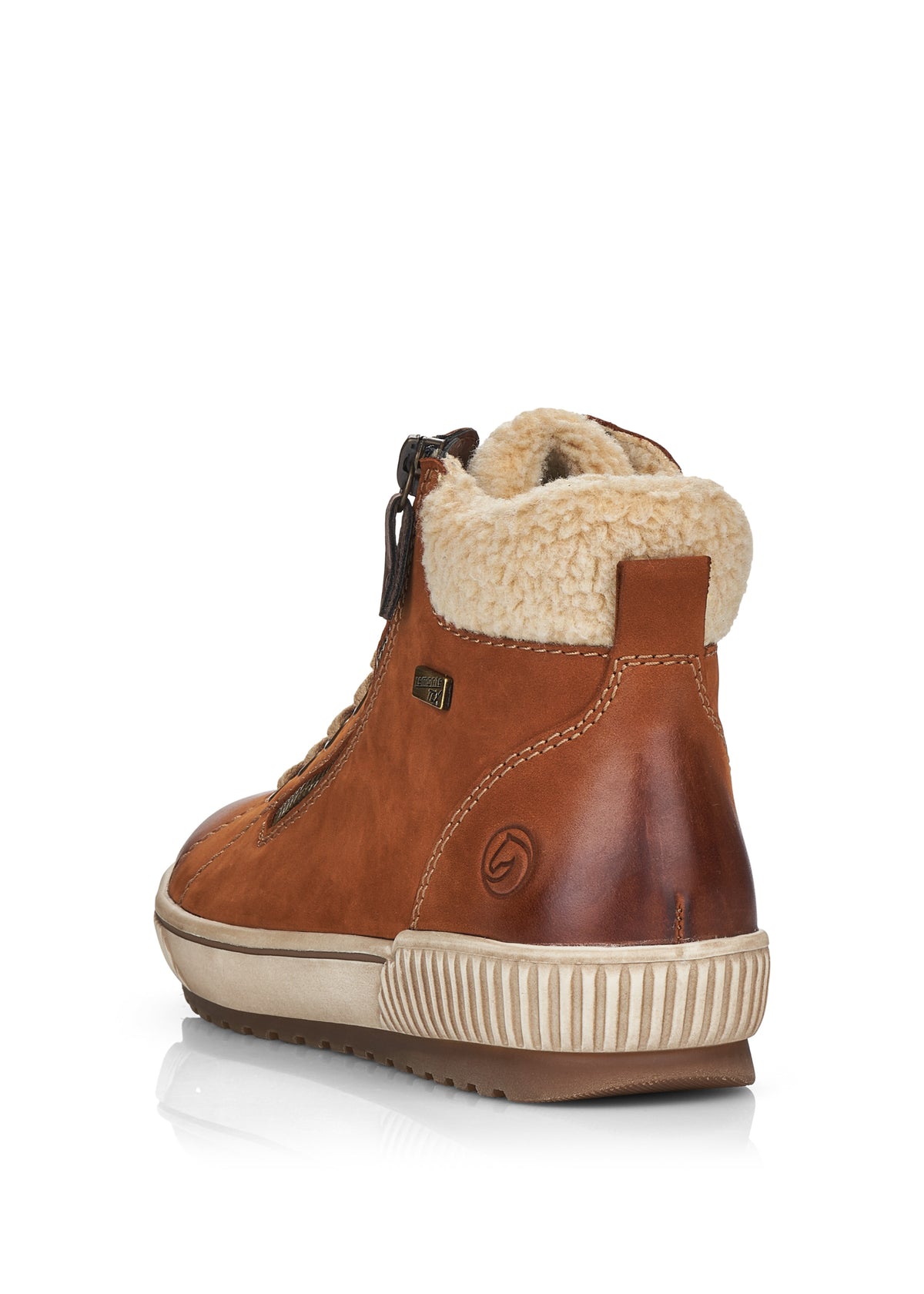 Ankle boots with fur trim - brown, Remonte-TEX