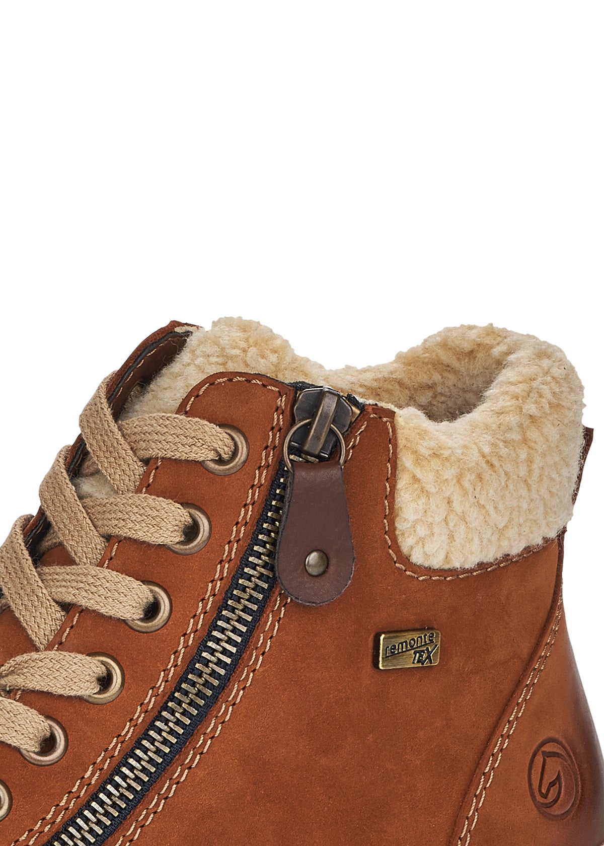 Ankle boots with fur trim - brown, Remonte-TEX
