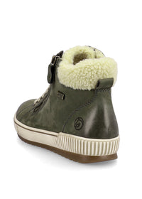 Ankle boots with hair trim - green, Remonte-TEX