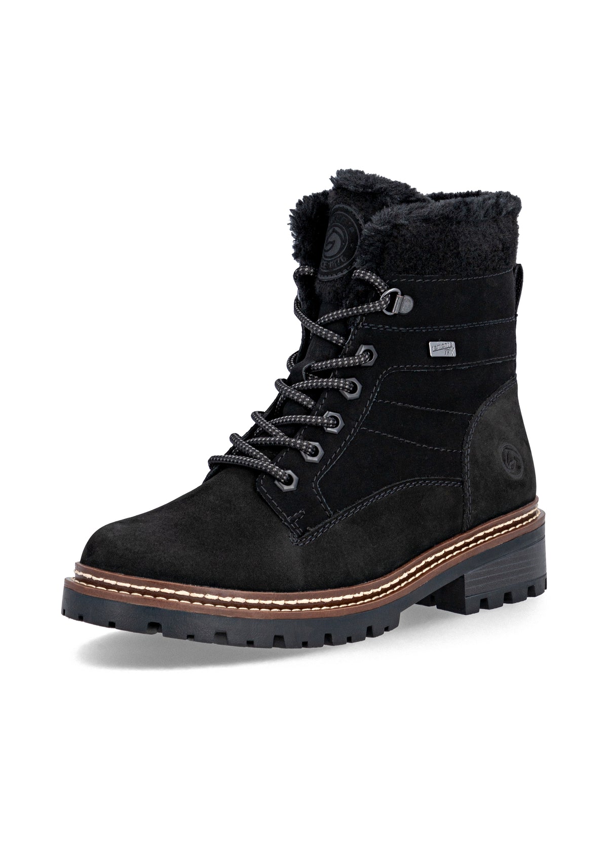 Varrelliset talvikengät kitkapohjalla - musta, Remonte-TEX