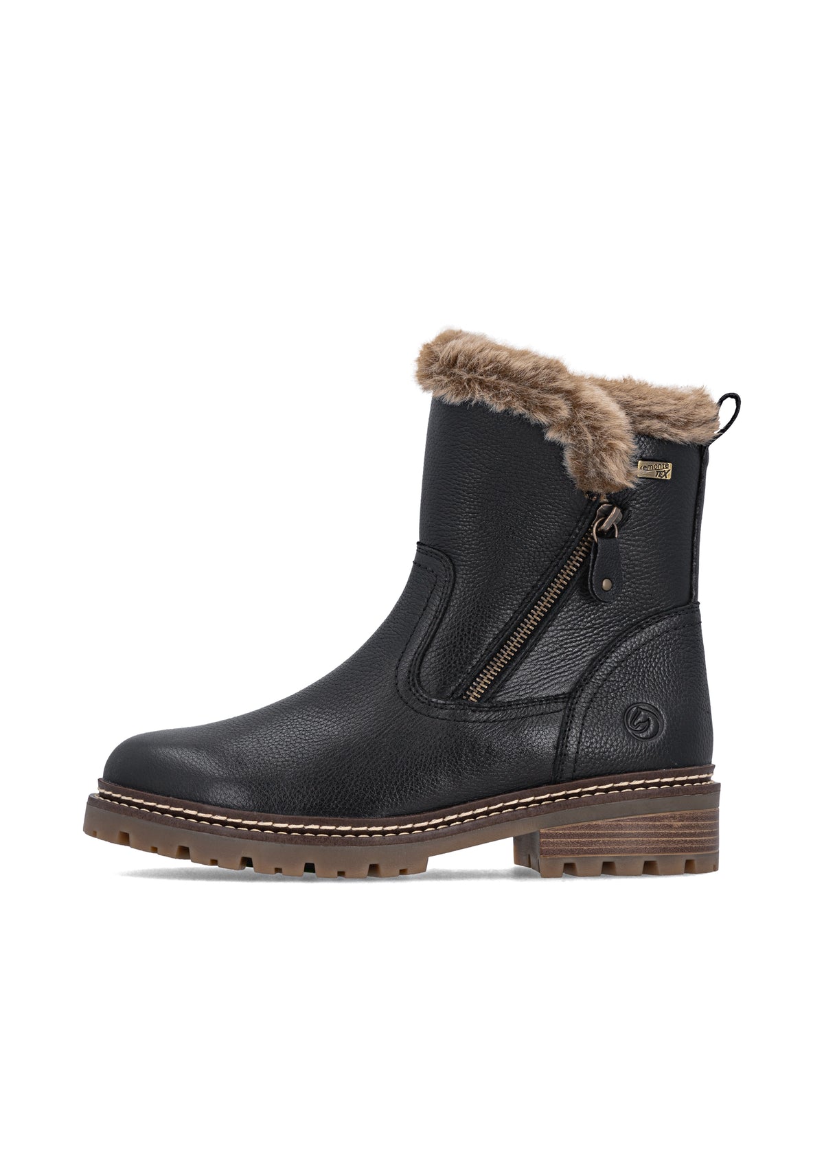 Talvikengät kitkapohjalla - musta nahka, Remonte-TEX