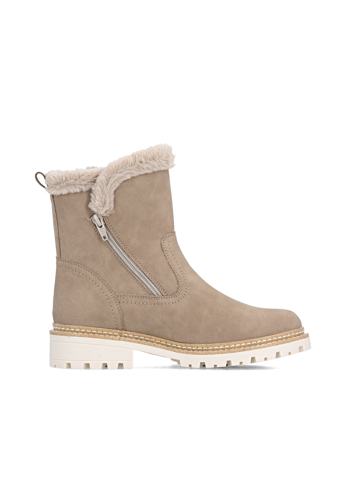 Winter shoes with grip sole - beige leather, Remonte-TEX