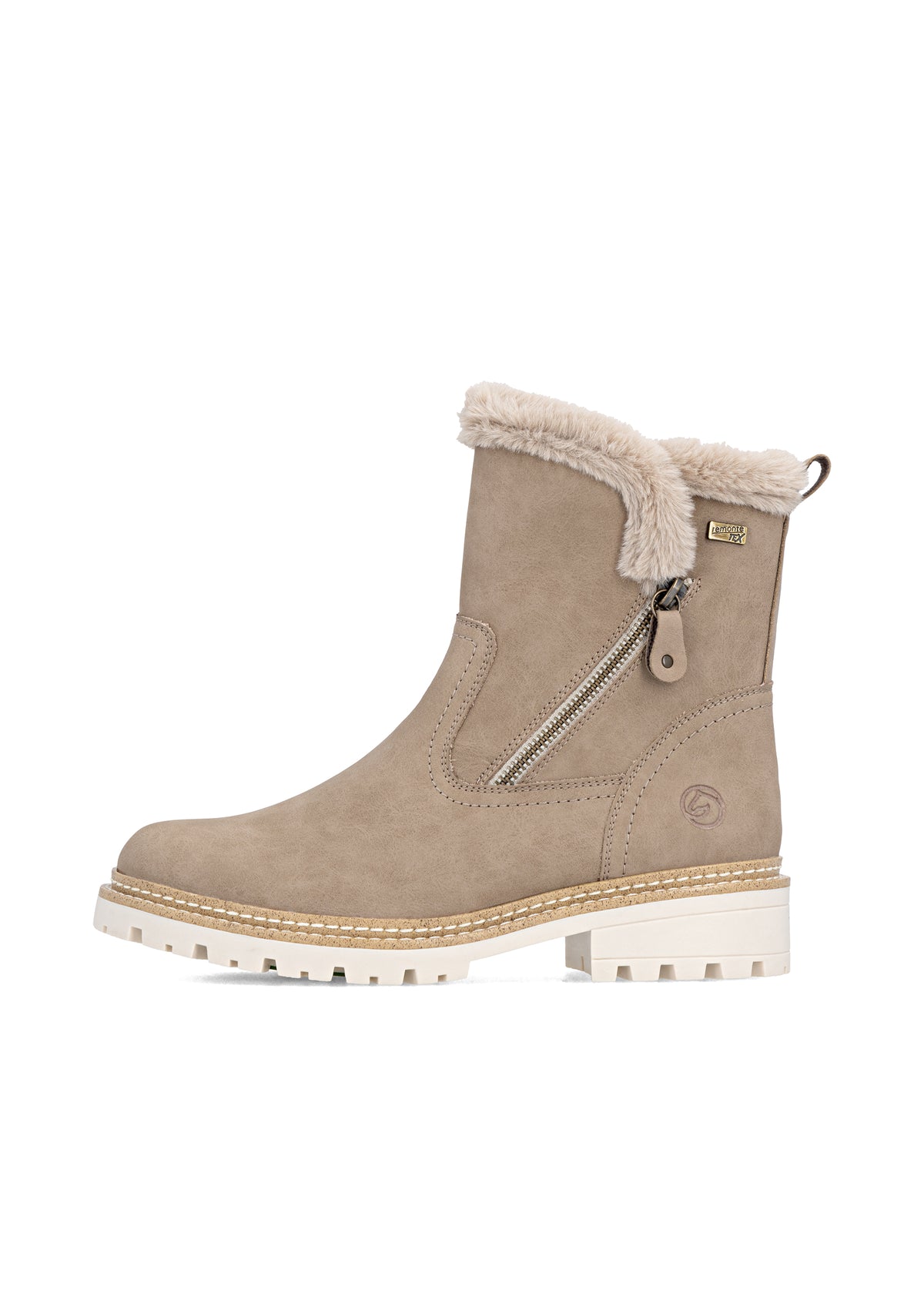 Winter shoes with grip sole - beige leather, Remonte-TEX