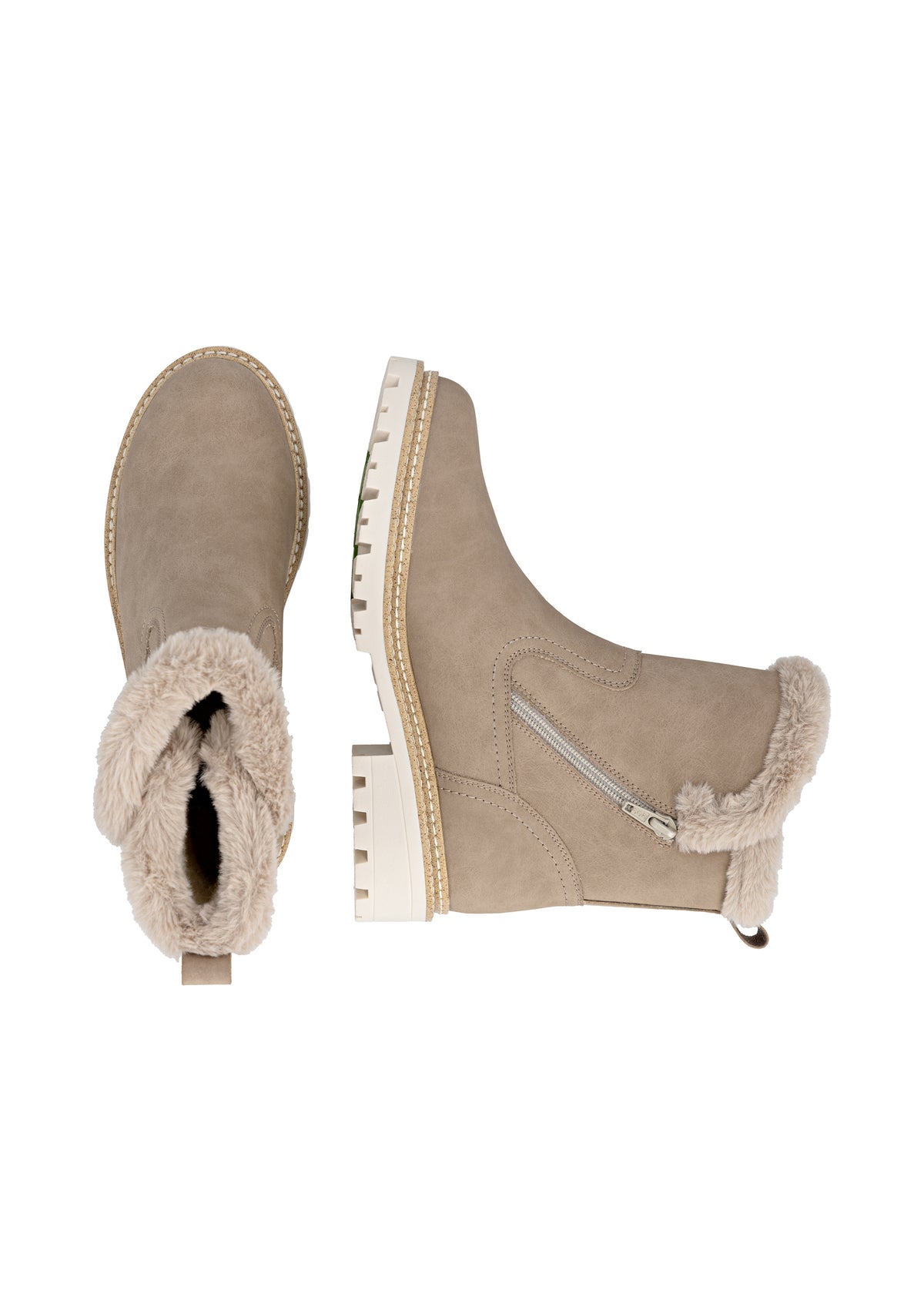 Winter shoes with grip sole - beige leather, Remonte-TEX