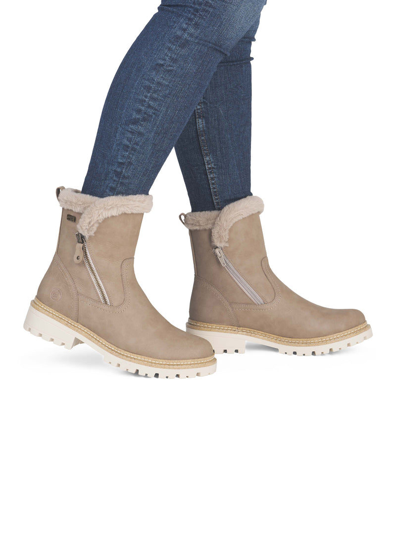Talvikengät kitkapohjalla - beige nahka, Remonte-TEX