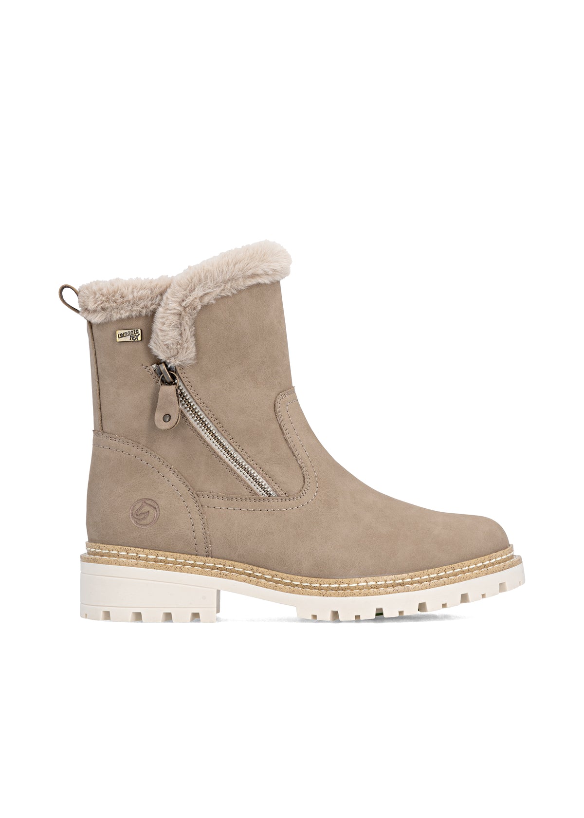 Winter shoes with grip sole - beige leather, Remonte-TEX