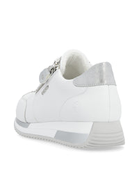 Sneakers med liten kilsula - vita, silverdetaljer, utbytbara blomband