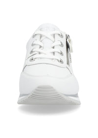 Sneakers med liten kilsula - vita, silverdetaljer, utbytbara blomband