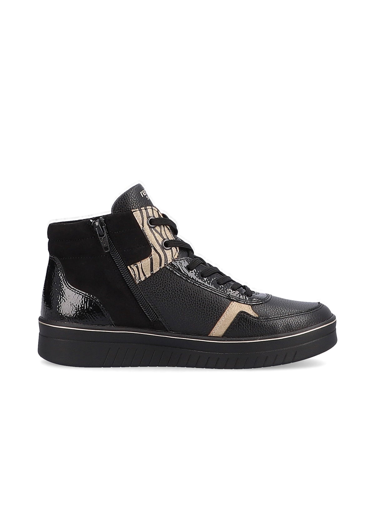 Sneakers with handles - black, gold zebra