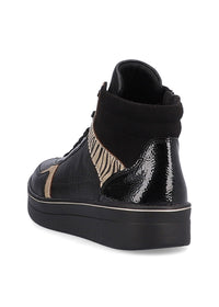 Sneakers with handles - black, gold zebra