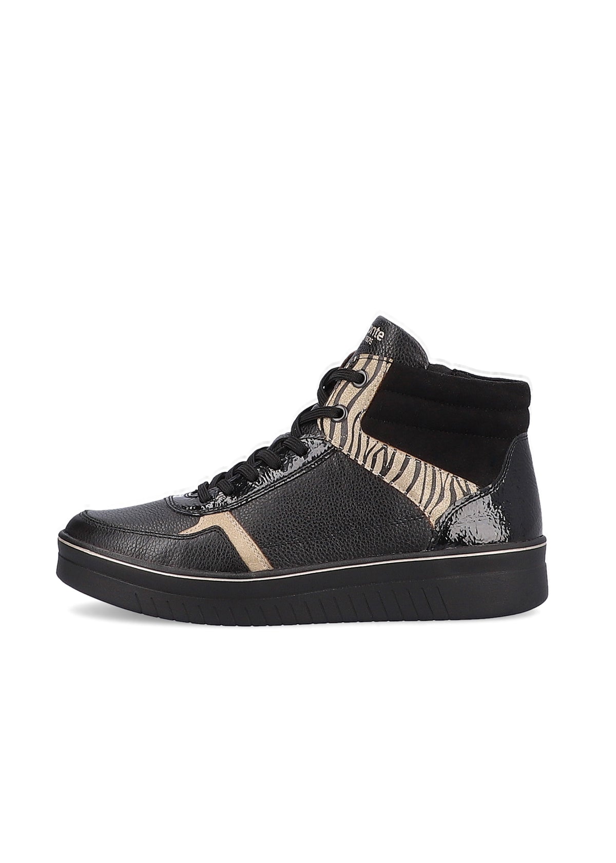 Sneakers med handtag - svart, guld zebra