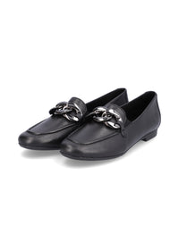 Loafers - black top leather, buckle decoration