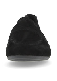 Loafers - black suede, loafer strap as decoration