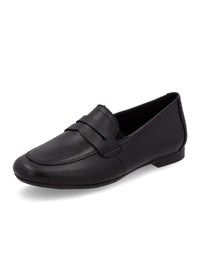 Loafers - black leather, loafer strap as decoration