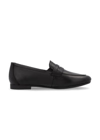 Loafers - black leather, loafer strap as decoration