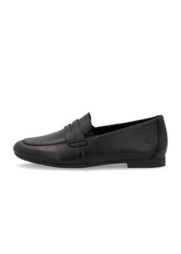 Loafers - black leather, loafer strap as decoration