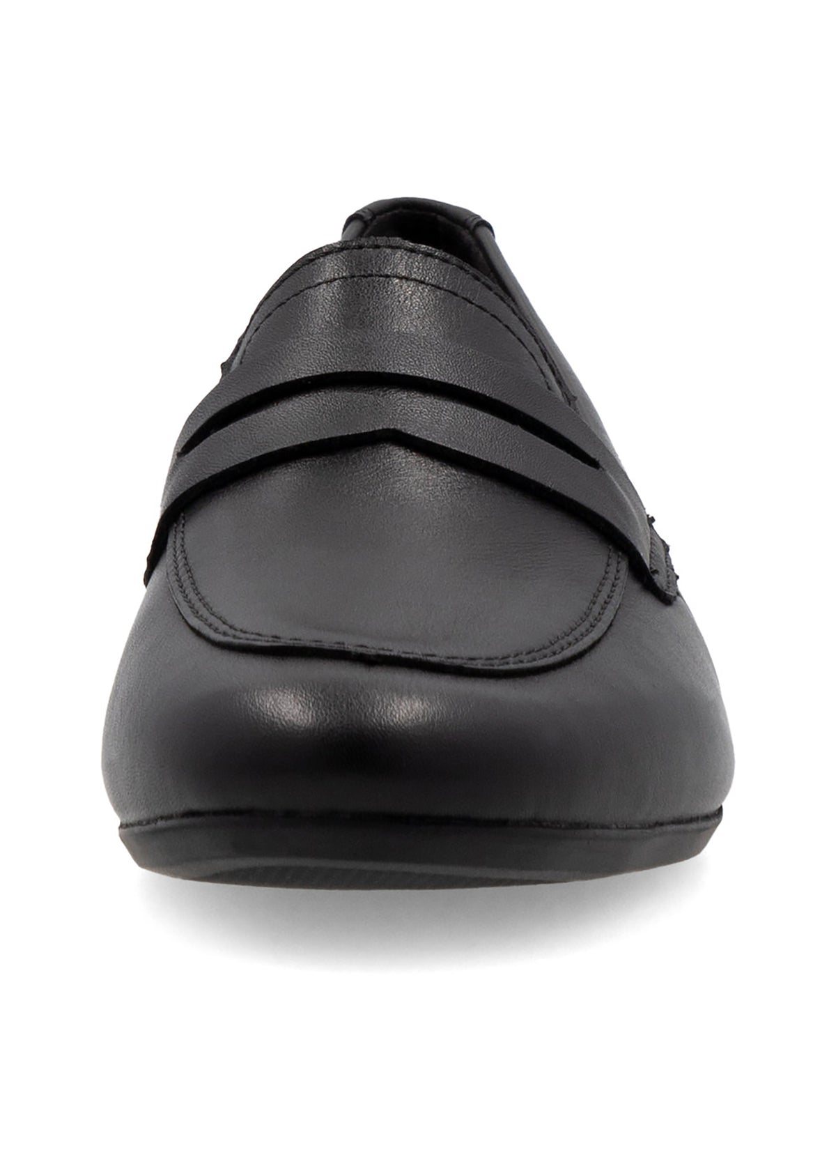 Loafers - black leather, loafer strap as decoration