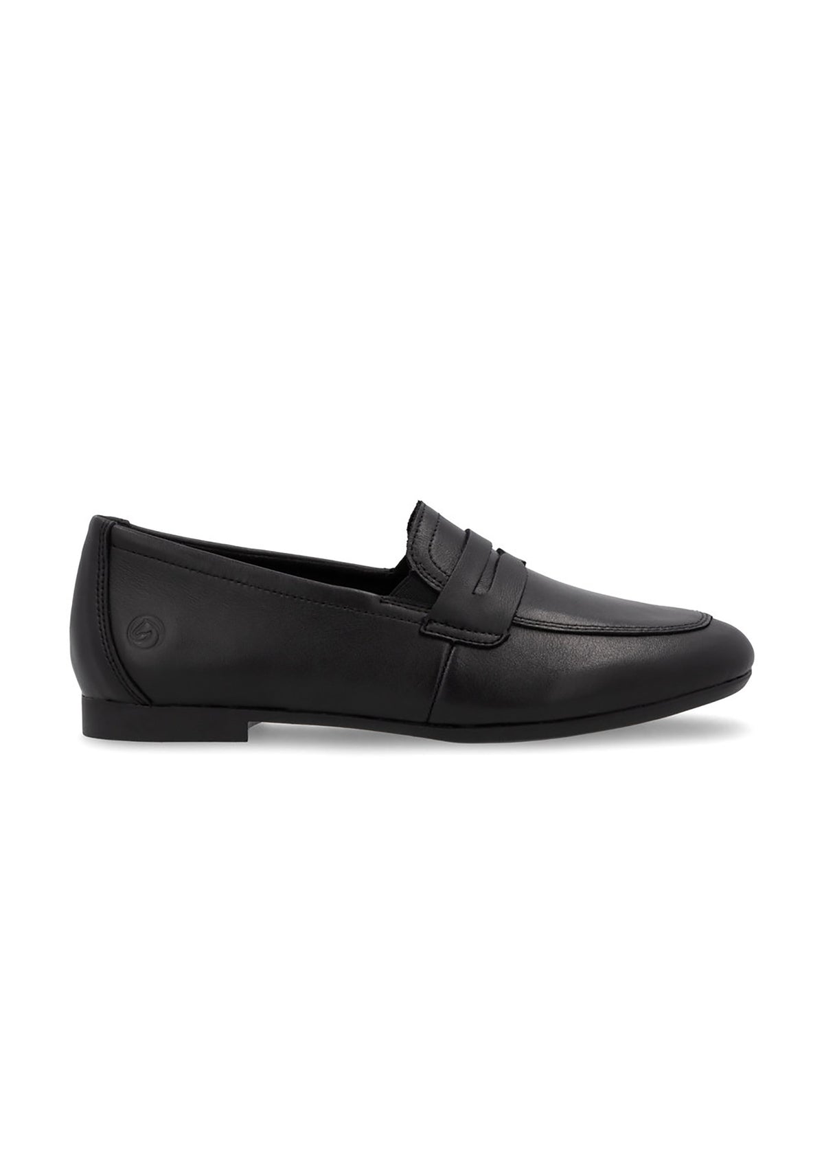 Loafers - black leather, loafer strap as decoration