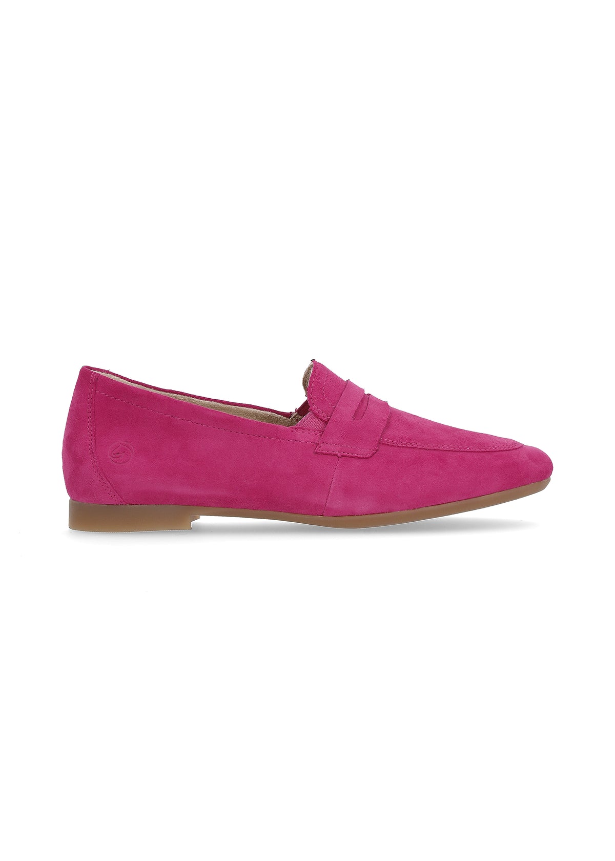 Loafers - pink suede, loafer strap as decoration