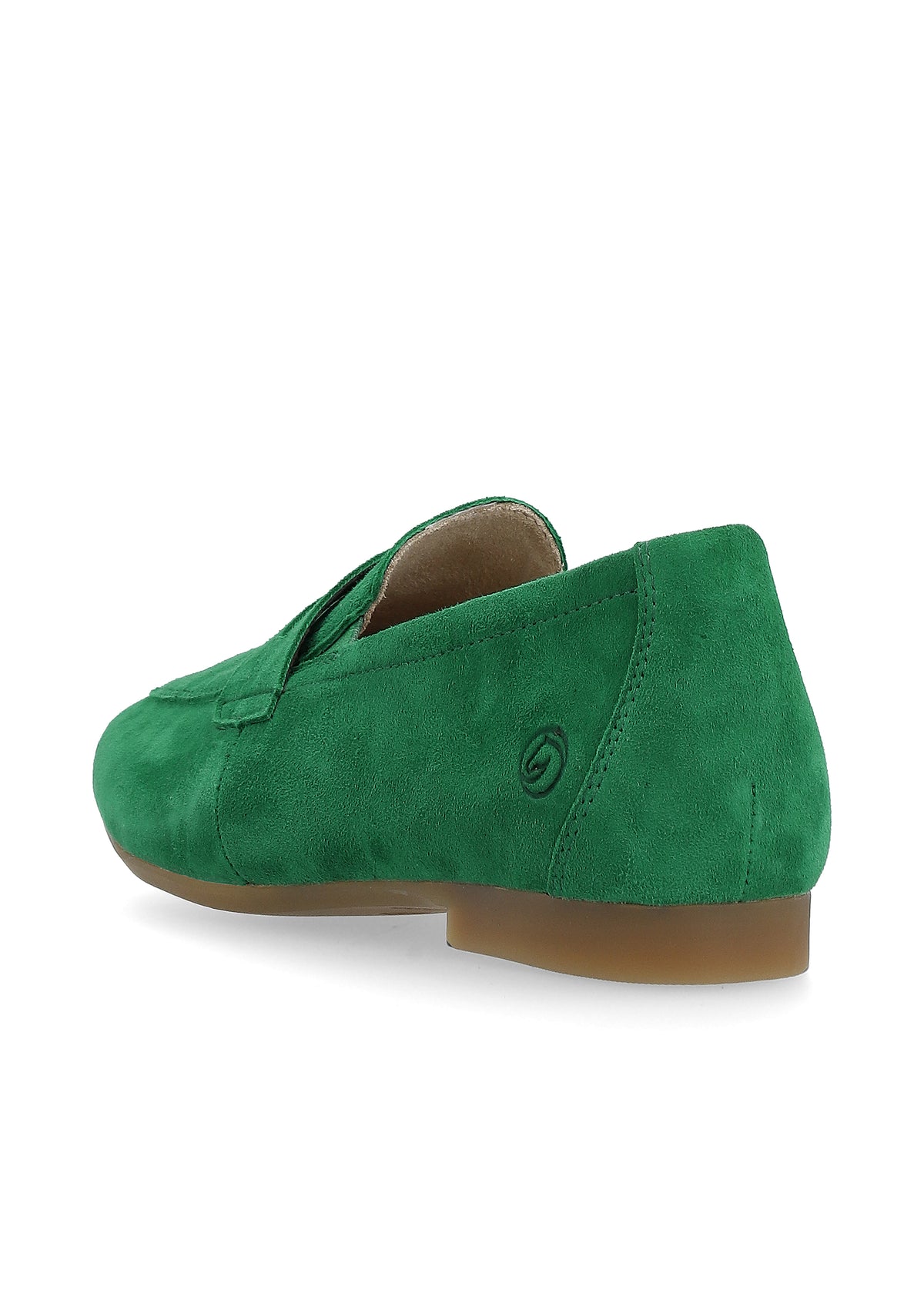 Loafers - green suede leather, loafer strap as decoration