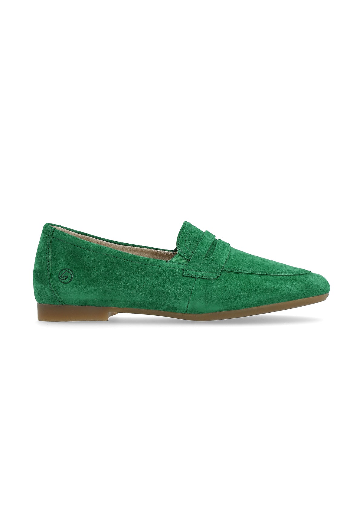 Loafers - grön mocka, loaferrem som dekoration