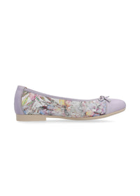 Ballerina shoes - light purple, floral patterns, bow decoration