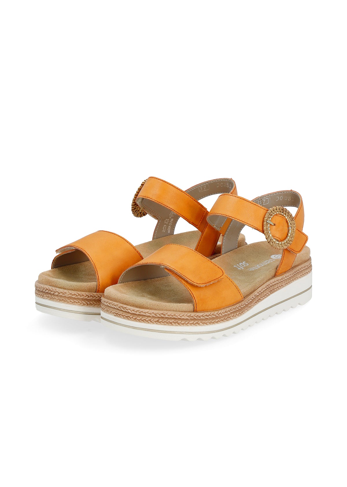 Sandals with a thick sole - mandarin yellow, buckle decoration