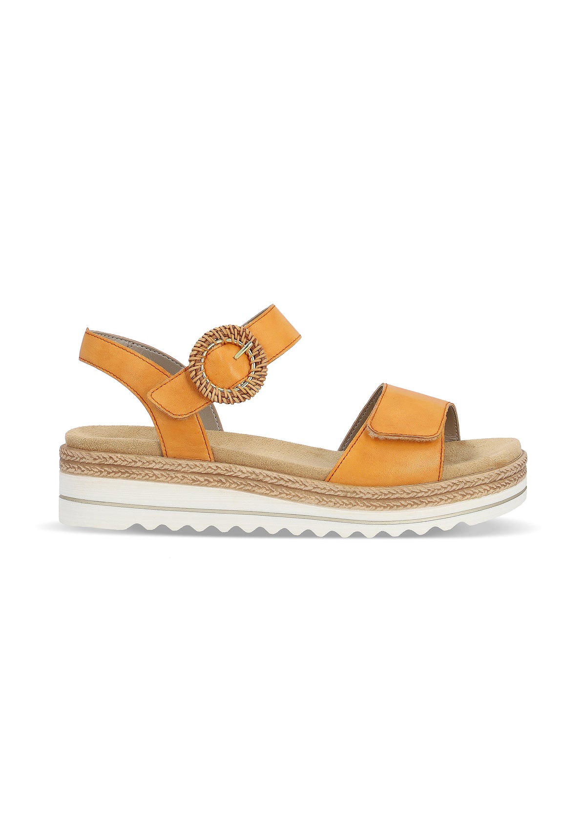 Sandals with a thick sole - mandarin yellow, buckle decoration