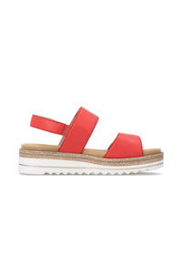 Sandaalit paksulla pohjalla - punainen nahka, tarraremmit