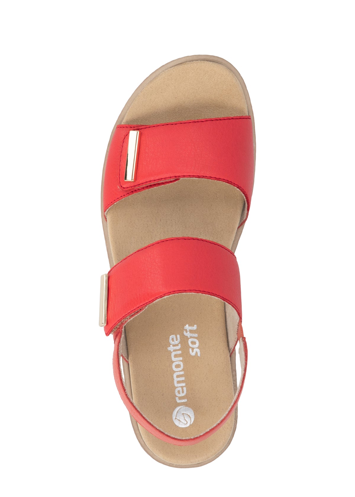 Sandaalit paksulla pohjalla - punainen nahka, tarraremmit