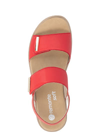 Sandaalit paksulla pohjalla - punainen nahka, tarraremmit