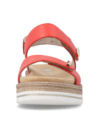 Sandaalit paksulla pohjalla - punainen nahka, tarraremmit