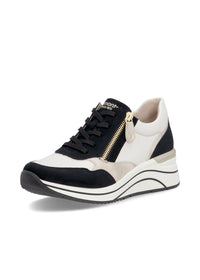 Kängor med kilklack - vit-beige-svart, vegansk