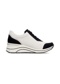 Kängor med kilklack - vit-beige-svart, vegansk