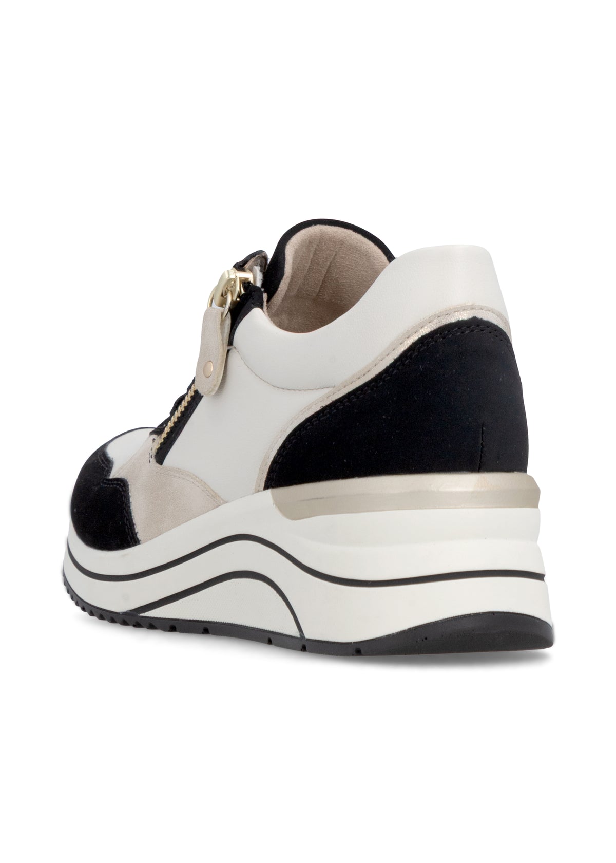 Kängor med kilklack - vit-beige-svart, vegansk