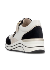 Kängor med kilklack - vit-beige-svart, vegansk